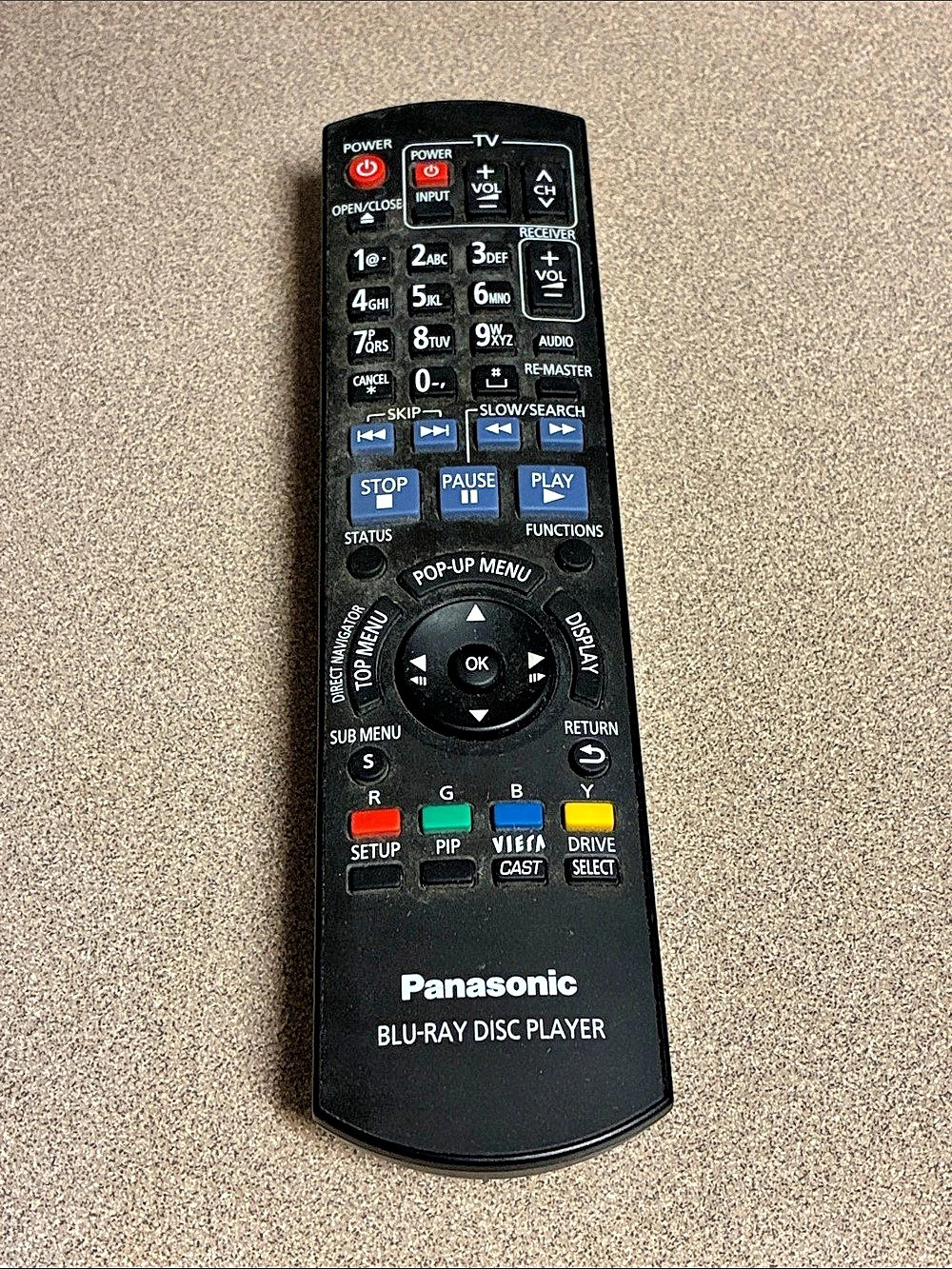Panasonic Blu-Ray Disc Player Remote Control Black